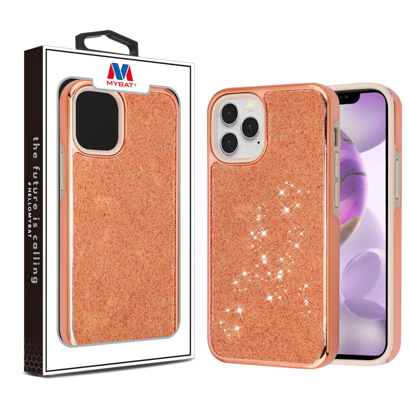 MyBat Encrusted Rhinestones Hybrid Case for Apple iPhone 12 Pro Max (6.7) - Electroplated Rose Gold / Rose Gold