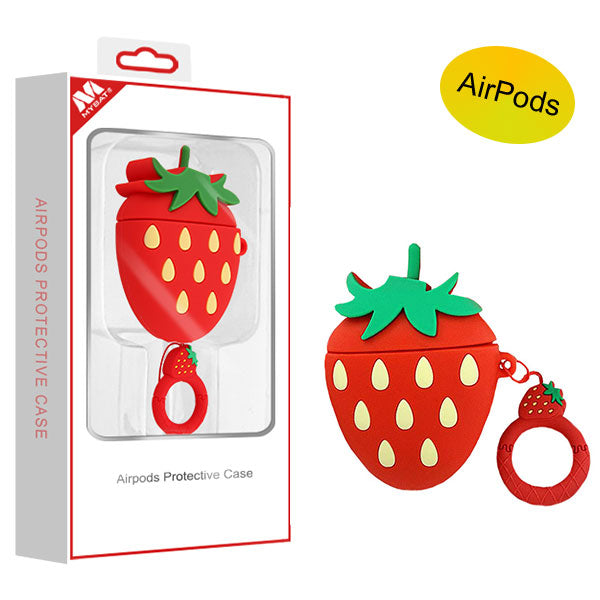 MyBat 3D Cartoon Silicone Case for Apple AirPods with Wireless Charging Case - Strawberry