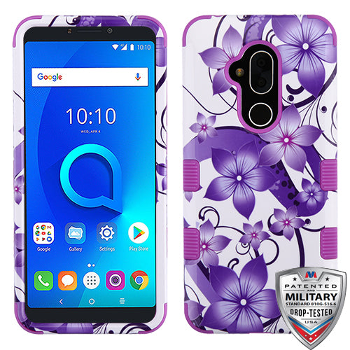 MyBat TUFF Series Case for Alcatel 7 Folio / T-Mobile Revvl 2 Plus- Purple Hibiscus
