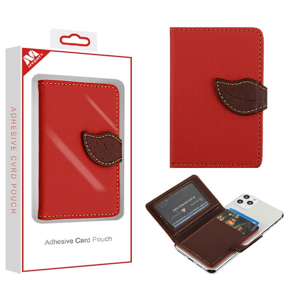 MyBat Leaves Flip Adhesive Card Pouch - Red