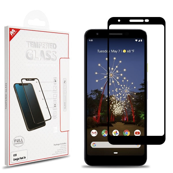 MyBat Full Coverage Tempered Glass Screen Protector for Google Pixel 3a - Black