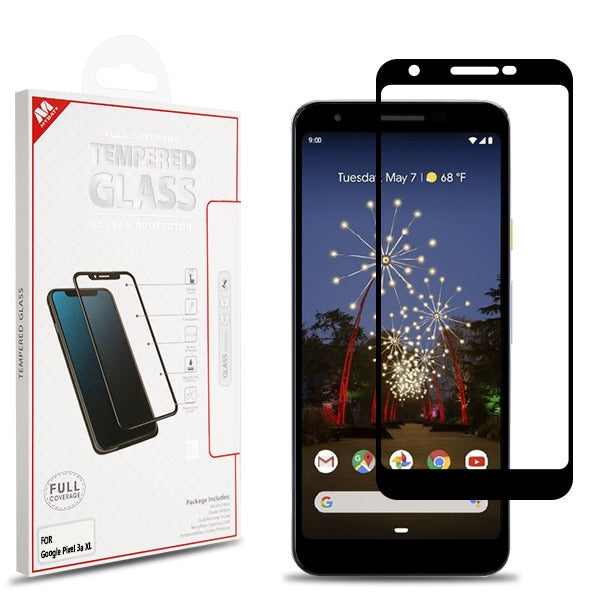 MyBat Full Coverage Tempered Glass Screen Protector for Google Pixel 3a XL - Black