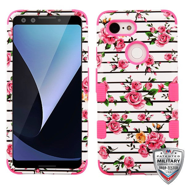 MyBat TUFF Series Case for Google Pixel 3 - Pink Fresh Roses / Electric Pink