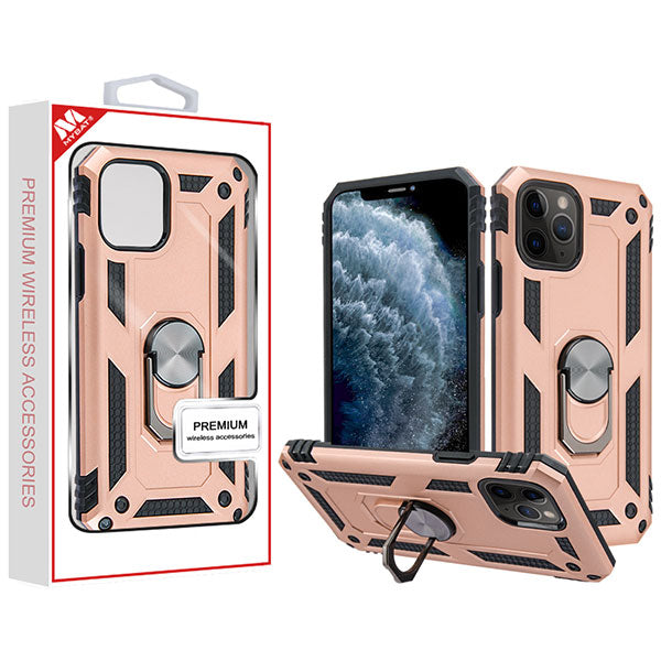 MyBat Anti-Drop Hybrid Protector Cover (with Ring Stand) for Apple iPhone 11 Pro - Rose Gold / Black