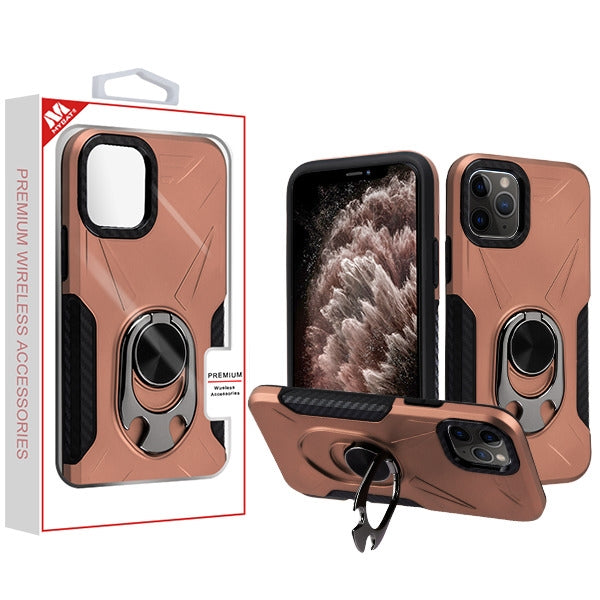MyBat Hybrid Protector Cover (with Ring Holder Kickstand Bottle) for Apple iPhone 11 Pro Max - Rose Gold / Black