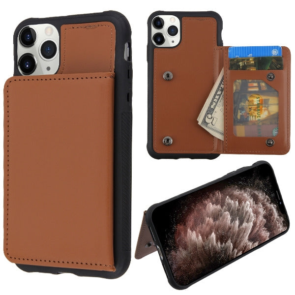 MyBat Flip Wallet Executive Protector Cover(TPU Case with Snap Fasteners) for Apple iPhone 11 Pro Max - Brown