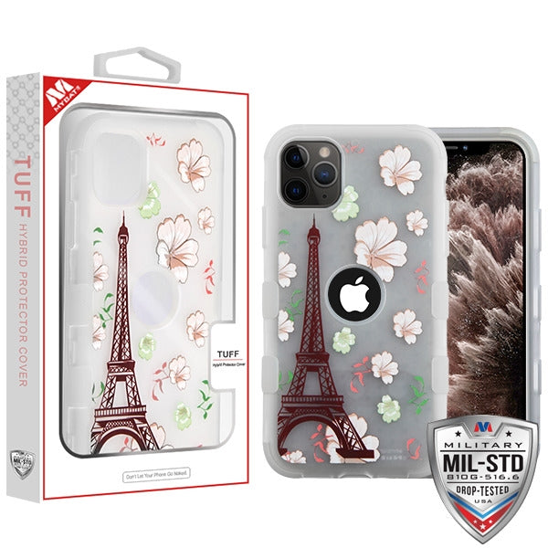 MyBat TUFF Series Case for Apple iPhone 11 Pro Max - Semi Transparent White Frosted Eiffel Tower in the Season of Blooming / Transparent White
