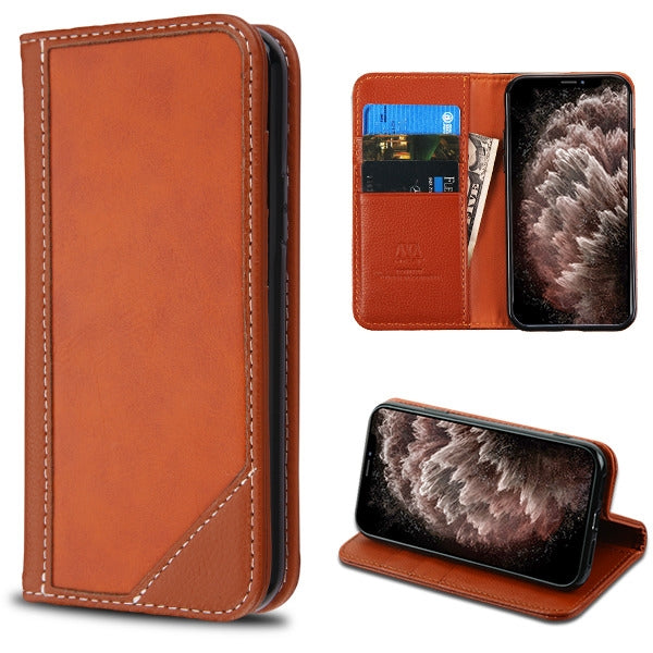 MyBat Genuine Leather MyJacket Wallet for Apple iPhone 11 Pro Max - Brown