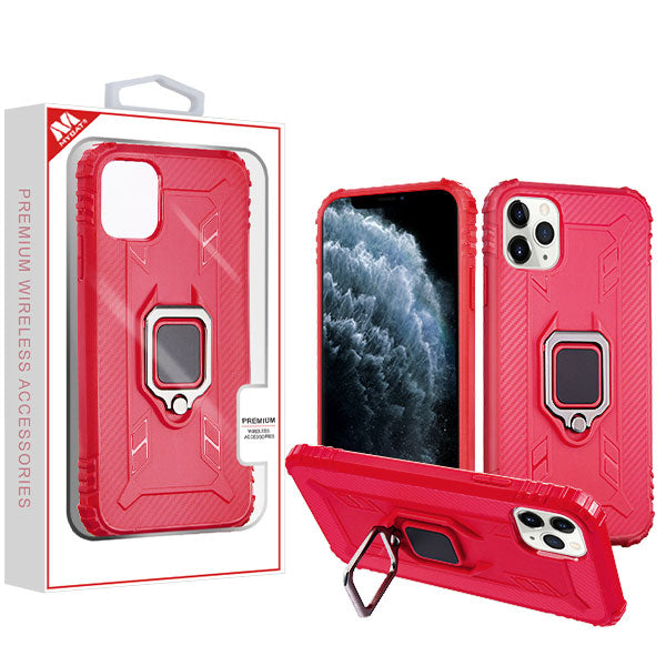 MyBat Thickening Candy Skin Cover (with Ring Stand) for Apple iPhone 11 Pro - Red