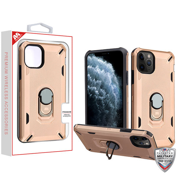 MyBat Brigade Hybrid Protector Cover (with Ring Stand) for Apple iPhone 11 Pro - Rose Gold / Black