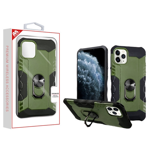 MyBat Hybrid Protector Cover (with Ring Stand) for Apple iPhone 11 Pro - Green / Black