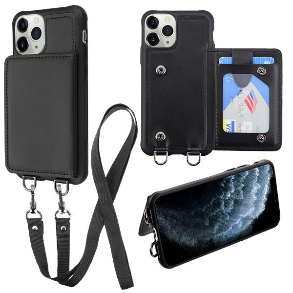 MyBat Suspend Wallet Cover (with Snap Fasteners)(with Lanyard) for Apple iPhone 11 Pro - Black