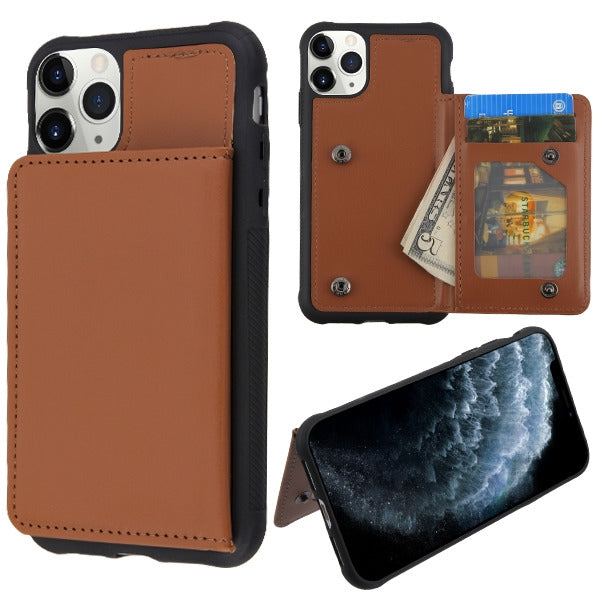 MyBat Flip Wallet Executive Protector Cover(TPU Case with Snap Fasteners) for Apple iPhone 11 Pro - Brown