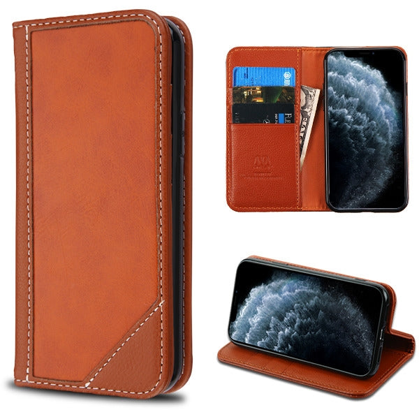 MyBat Genuine Leather MyJacket Wallet for Apple iPhone 11 Pro - Brown