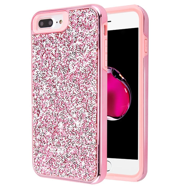 MyBat Encrusted Rhinestones Hybrid Case for Apple iPhone 8 Plus/7 Plus / 6s Plus/6 Plus - Electroplated Pink / Pink