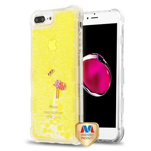 MyBat TUFF AquaLava Hybrid Protector Cover for Apple iPhone 8 Plus/7 Plus / 6s Plus/6 Plus - Candyland (Lollipop / Candy) Yellow Oil