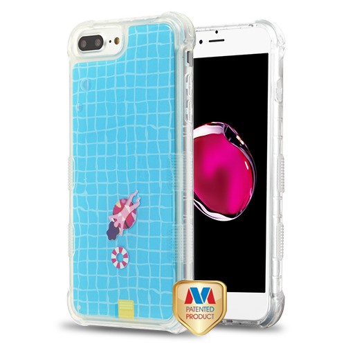 MyBat TUFF AquaLava Hybrid Protector Cover for Apple iPhone 8 Plus/7 Plus / 6s Plus/6 Plus - Swimming Pool (Swimming Ring / Bikini Girl / Swimming Ball) / Blue Oil