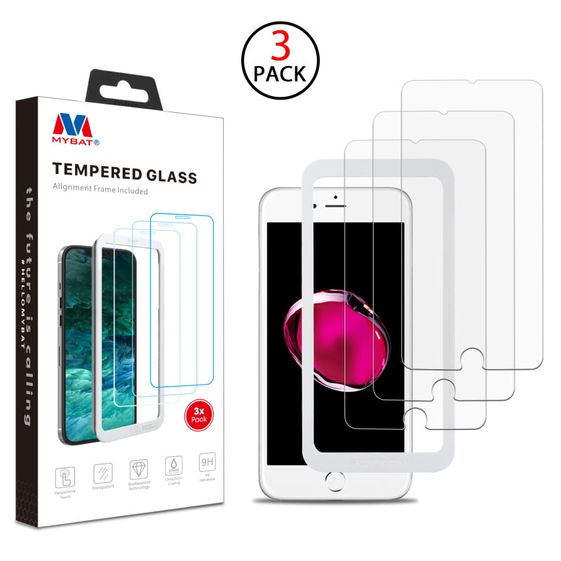 MyBat (3 Pack)Tempered Glass Screen Protector with Installation Frame for Apple iPhone 8 Plus/7 Plus / 6s Plus/6 Plus - Clear
