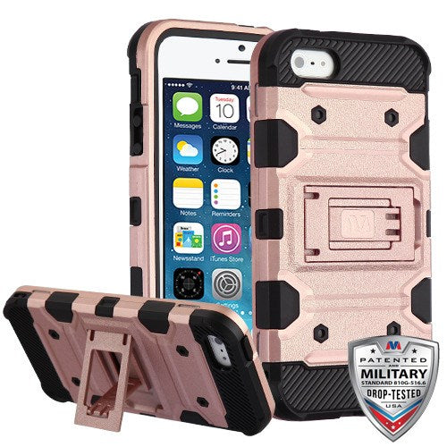 MyBat Storm Tank Hybrid Protector Cover [Military-Grade Certified] for Apple iPhone 5s/5 / SE - Rose Gold / Black