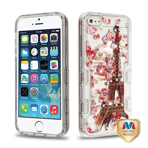 MyBat TUFF Panoview Hybrid Protector Cover for Apple iPhone 5s/5 / SE - Transparent Clear / Paris in Full Bloom Diamante