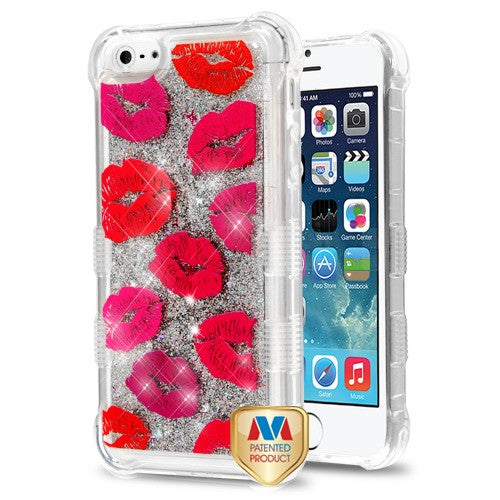 MyBat TUFF Quicksand Glitter Lite Hybrid Protector Cover for Apple iPhone 5s/5 / SE - Blissful Kisses / Silver