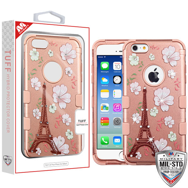 MyBat TUFF Series Case (with Diamonds) for Apple iPhone 6s/6 - Eiffel Tower in the Season of Blooming (2D Rose Gold) / Rose Gold
