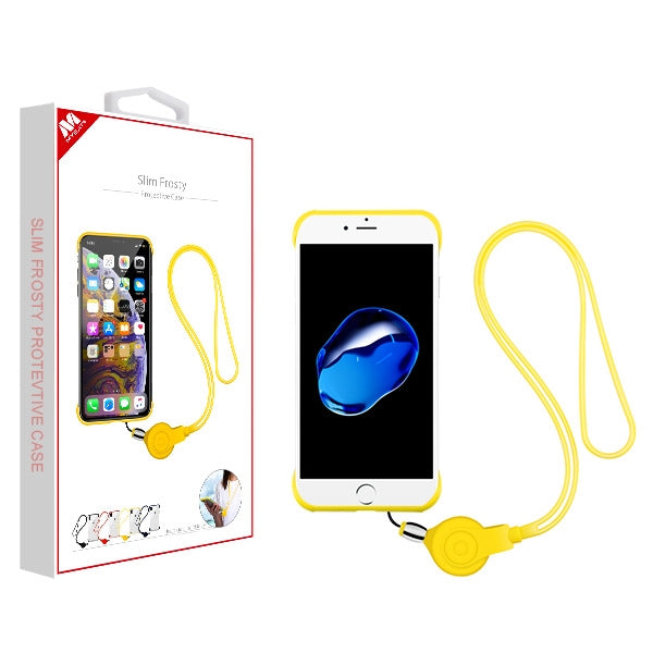MyBat Slim Frosty Protective Case (with Yellow Lanyard) for Apple iPhone 8/7 / SE (2020) - Semi Transparent White Frosted / Yellow