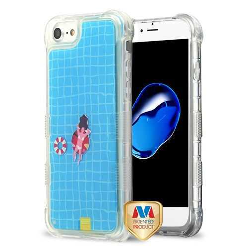 MyBat TUFF AquaLava Hybrid Protector Cover for Apple iPhone 8/7/iPhone SE (2020) / 6s/6 - Swimming Pool (Swimming Ring / Bikini Girl / Swimming Ball) / Blue Oil