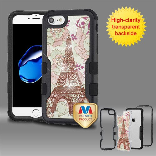 MyBat TUFF Vivid Hybrid Protector Cover for Apple iPhone 8/7 / SE (2020) - Natural Black Frame+Dianmante Eiffel Tower PC Back / Black