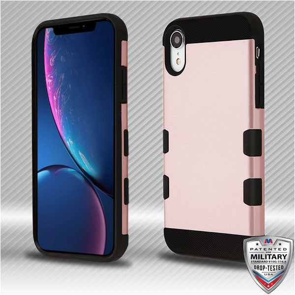 MyBat TUFF Trooper Hybrid Protector Cover [Military-Grade Certified] for Apple iPhone XR - Rose Gold / Black