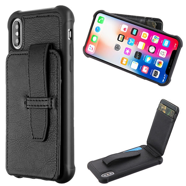 MyBat Cartera Wallet Cover (with buckles) for Apple iPhone XS/X - Black