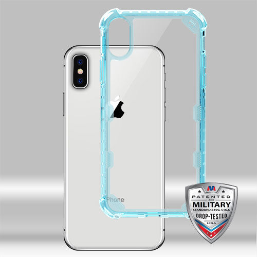 MyBat FreeStyle Challenger Lite Hybrid Protector Cover [Military-Grade Certified] for Apple iPhone XS/X - Transparent Clear / Transparent Baby Blue