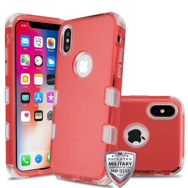 MyBat TUFF Lucid Series Case for Apple iPhone XS/X - Transparent Red / Transparent Clear