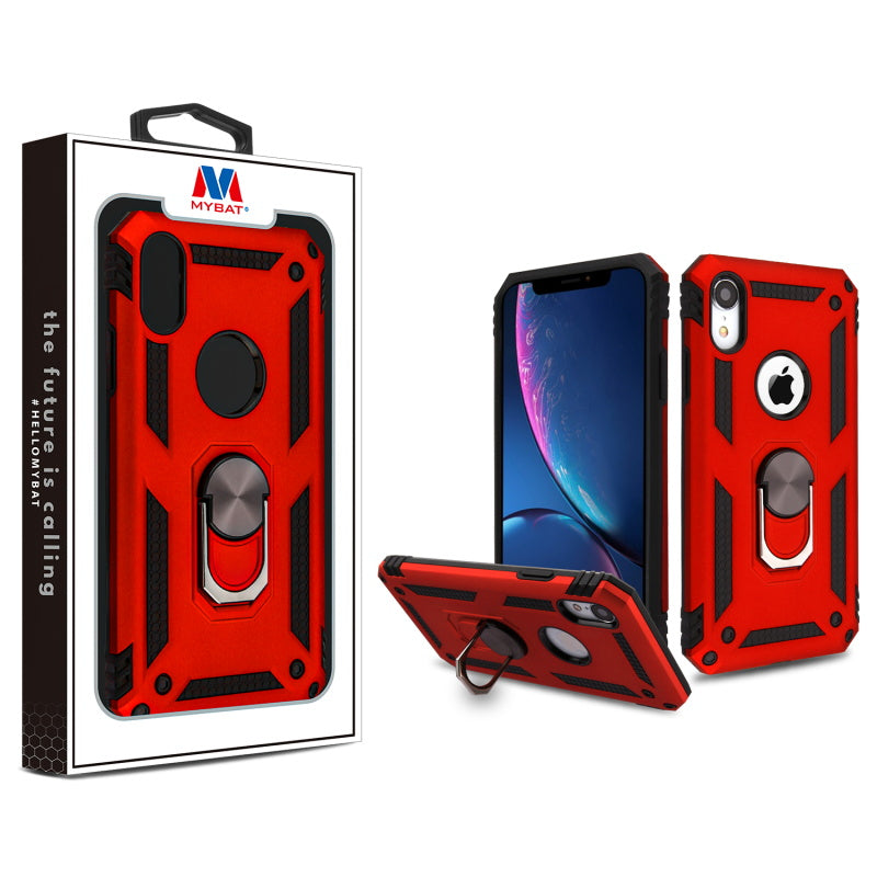 MyBat Anti-Drop Hybrid Protector Cover (with Ring Stand) for Apple iPhone XR - Red / Black