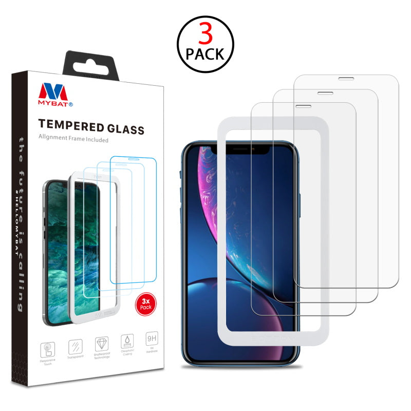 MyBat (3 Pack)Tempered Glass Screen Protector with Installation Frame for Apple iPhone XR / 11 - Clear