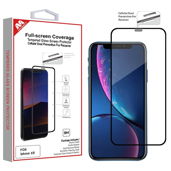 MyBat Full-screen Coverage Tempered Glass Screen Protector (Cellular Dust Prevention For Receiver) for Apple iPhone XR / 11 - Black