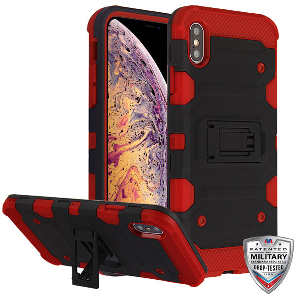 MyBat Storm Tank Hybrid Protector Cover [Military-Grade Certified] for Apple iPhone XS Max - Black / Red