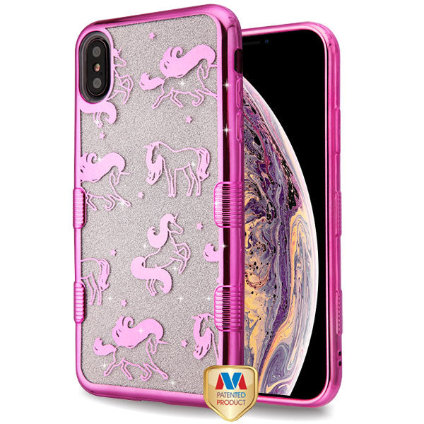 MyBat Full Glitter TUFF Series Case for Apple iPhone XS Max - Electroplating Pink Unicorn Magic (Transparent Clear)