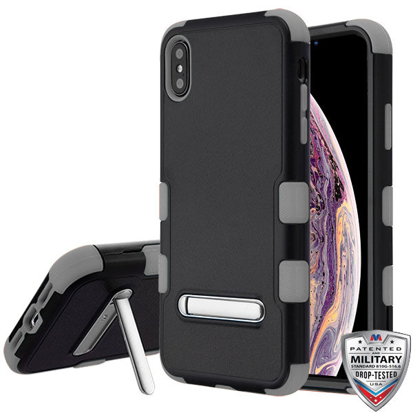 MyBat TUFF Series Case (with Magnetic Metal Stand) for Apple iPhone XS Max - Natural Black / Iron Gray