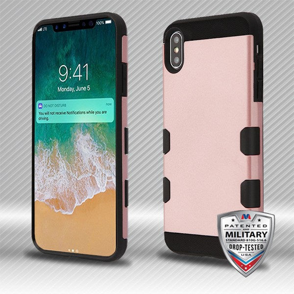 MyBat TUFF Trooper Hybrid Protector Cover [Military-Grade Certified] for Apple iPhone XS Max - Rose Gold / Black