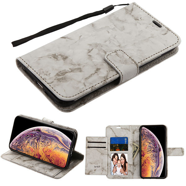 MyBat Marble MyJacket Wallet with Extra Card Slots for Apple iPhone XS Max - Gray