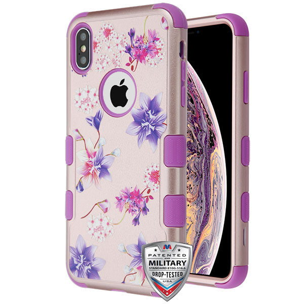MyBat TUFF Series Case for Apple iPhone XS Max - Purple Stargazers Textured Rose Gold / Electric Purple
