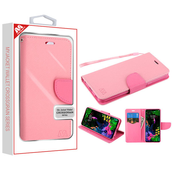 MyBat Liner MyJacket Wallet Crossgrain Series for LG G8 ThinQ - Pink Pattern / Hot Pink