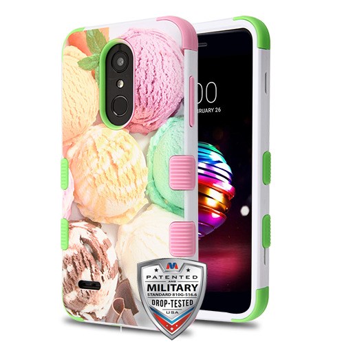 MyBat TUFF Series Case for LG K10 (2018)/K30 / Harmony 2 - Ice Cream Scoops / Electric Green & Soft Pink