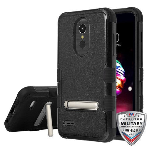 MyBat TUFF Series Case (with Magnetic Metal Stand) for LG K10 (2018)/K30 / Harmony 2 - Natural Black / Black