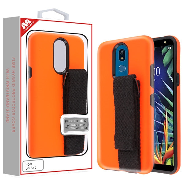 MyBat Fuse Series Case with Wristband Stand for LG K40 / Harmony 3 - Orange