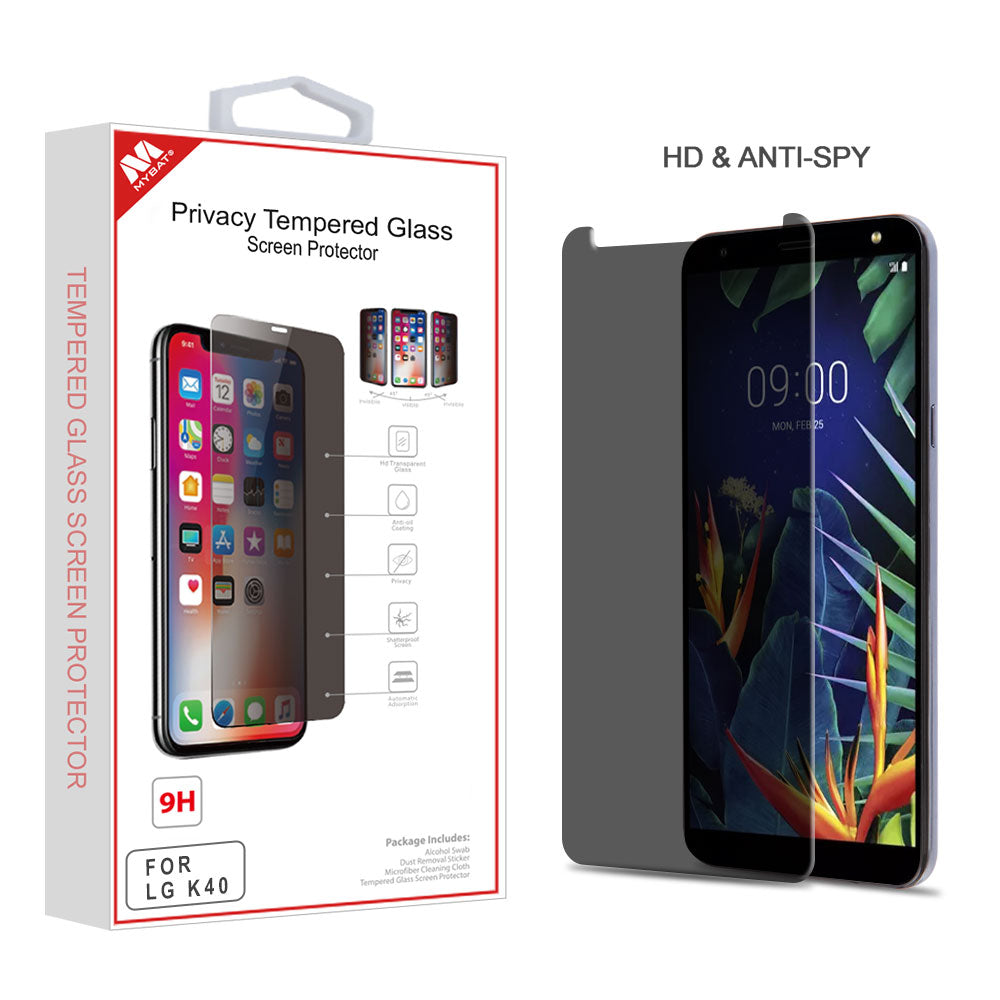 MyBat Privacy Tempered Glass Screen Protector (2.5D) for LG K40 / Harmony 3 - Transparent Smoke