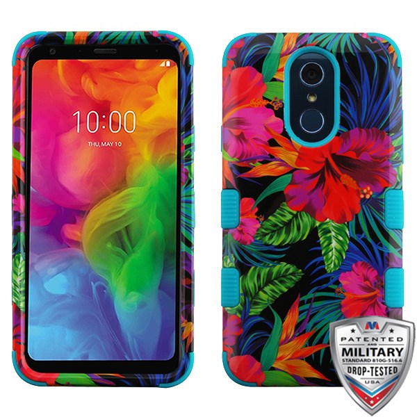 MyBat TUFF Series Case for LG Q7 / Q7+ - Electric Hibiscus / Tropical Teal