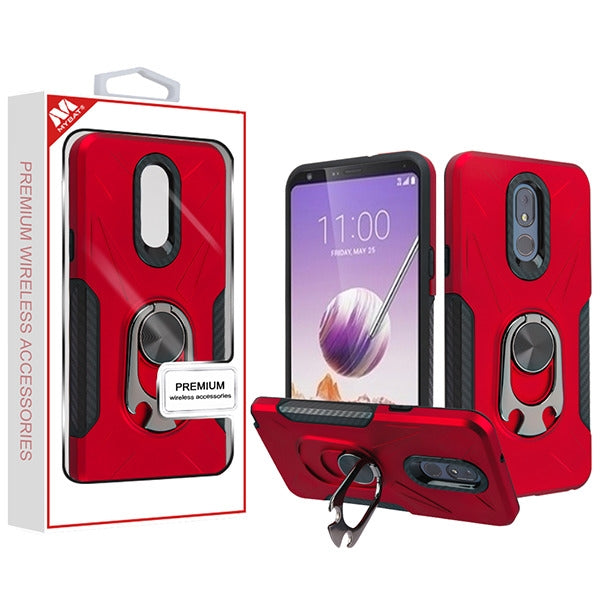 MyBat Hybrid Protector Cover (with Ring Holder Kickstand Bottle) for LG Stylo 5 - Red / Black