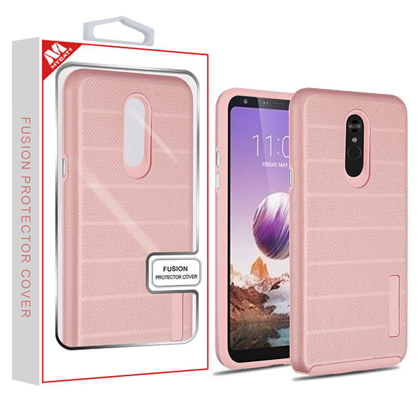 MyBat Fusion Protector Cover for LG Stylo 5 - Rose Gold Dots Textured / Rose Gold